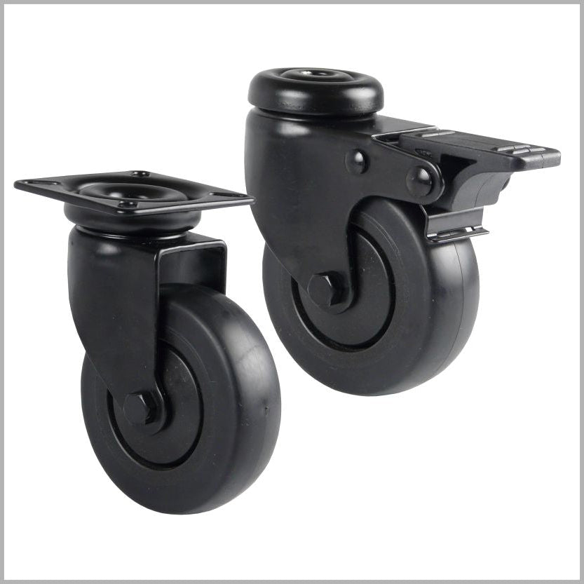 Schwarze Möbelrollen 50 - 75 mm