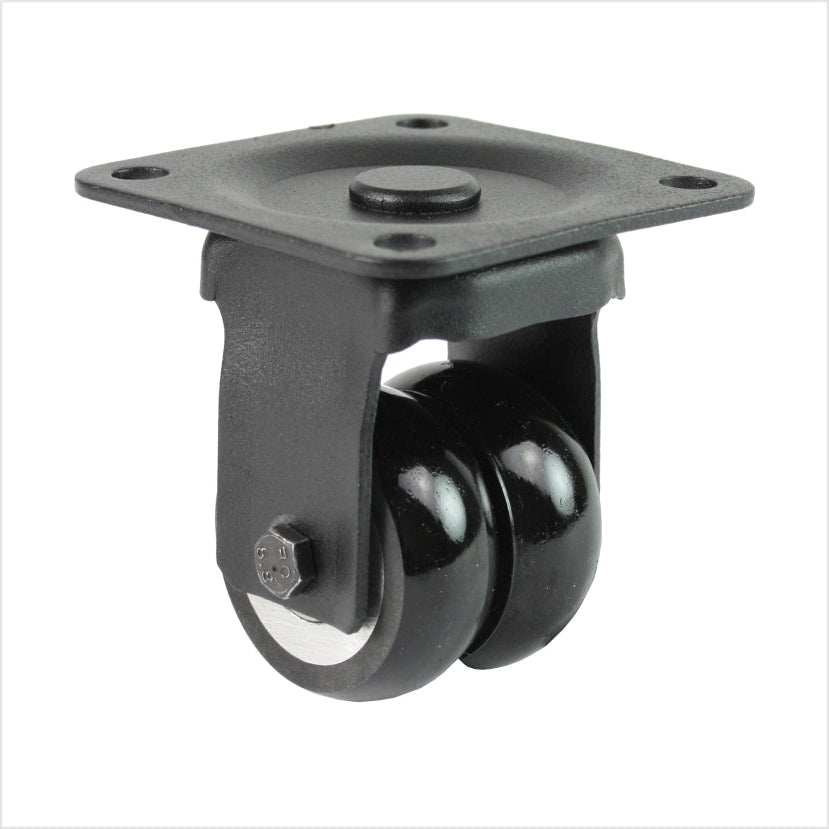 Miniaturowe, wytrzymałe, podwójne, obrotowe koło B-MIB-691KBA z kołami wypukłymi, średnica koła 50 × 20 mm, kompaktowe, przemysłowe, obrotowe koło o dużej nośności i precyzyjnym prowadzeniu