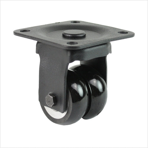 Miniaturowe, wytrzymałe, podwójne, obrotowe koło B-MIB-691KBA z kołami wypukłymi, średnica koła 50 × 20 mm, kompaktowe, przemysłowe, obrotowe koło o dużej nośności i precyzyjnym prowadzeniu
