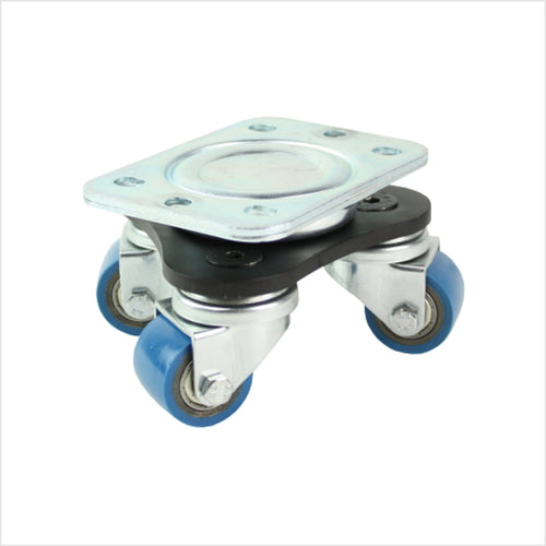 Miniaturowy, wytrzymały gramofon DRT-MIS-680K z trójkątnym podwoziem i trzema kółkami, średnica kółek 35 mm, kompaktowy gramofon zapewniający precyzyjne pozycjonowanie i dużą ładowność