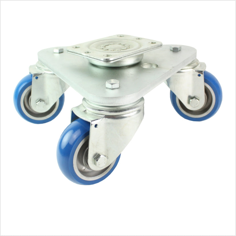 100 mm Drehteller 3 soft-PU-Lenkrollen, ballig - DRT-TSS/108KBA/100/40