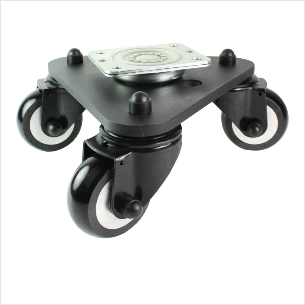 Obrotnica 150 mm z 3 profesjonalnymi kółkami obrotowymi PU, wypukłymi, w kolorze czarnym - DRT-TSS/691KBA/150/50