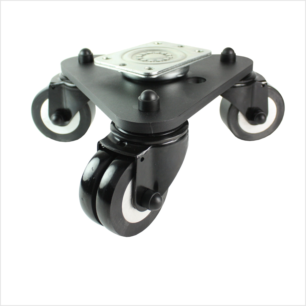 Gramofon 75 mm z 3 profesjonalnymi kółkami obrotowymi z poliuretanu, wypukłymi, czarnymi - DRT-TS/691KBA/075/30