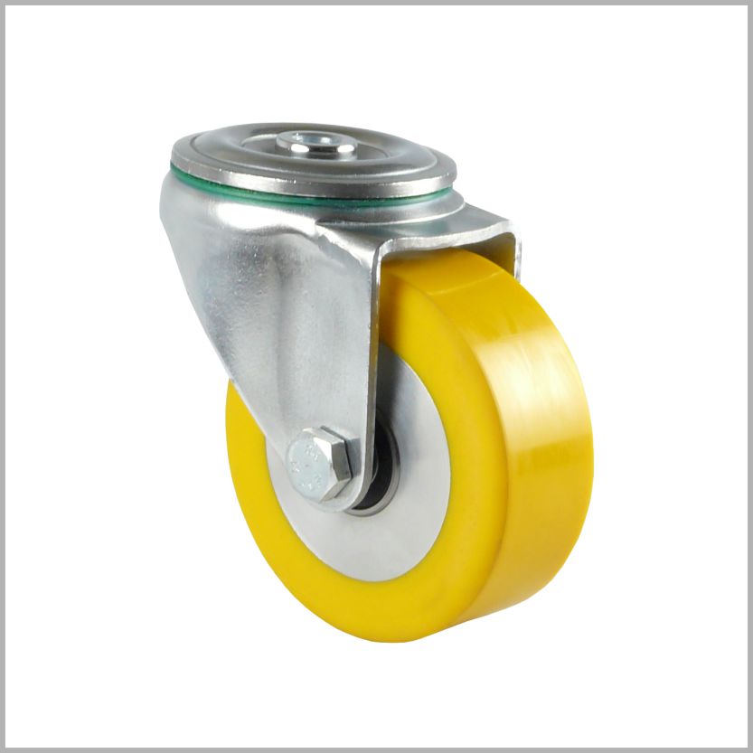 125 mm Lenkrolle, Rückenloch, Polyurethan-Rad, ballig & flach - R-TS/690KBA/125/40