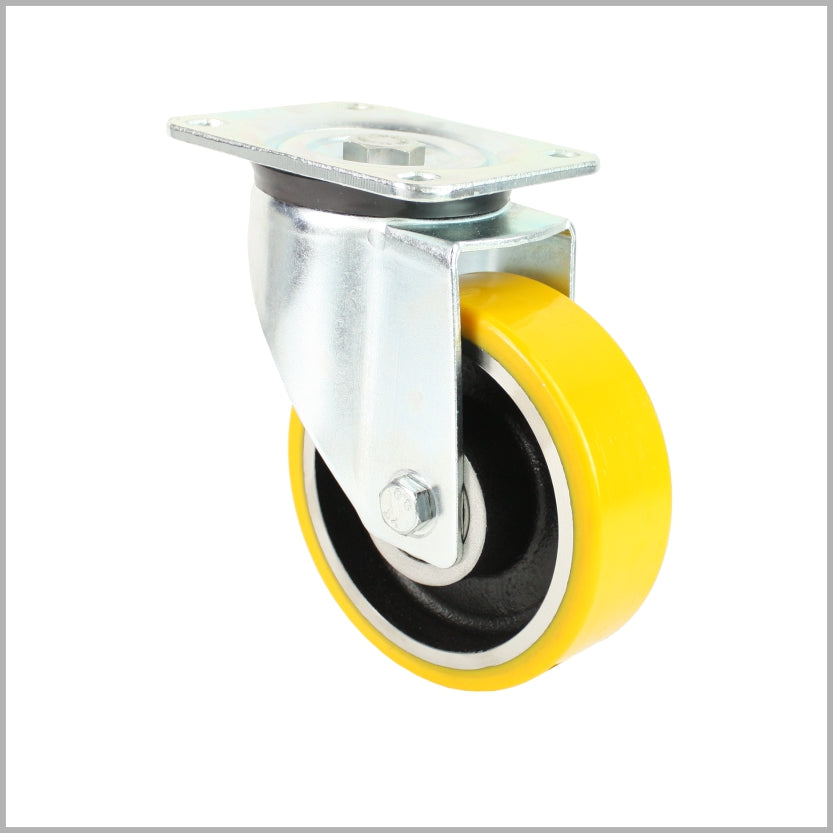 125 mm Schwerlast-Lenkrolle PU-Rad, Stahlfelge, Kugellager - L-L/120K/125/50