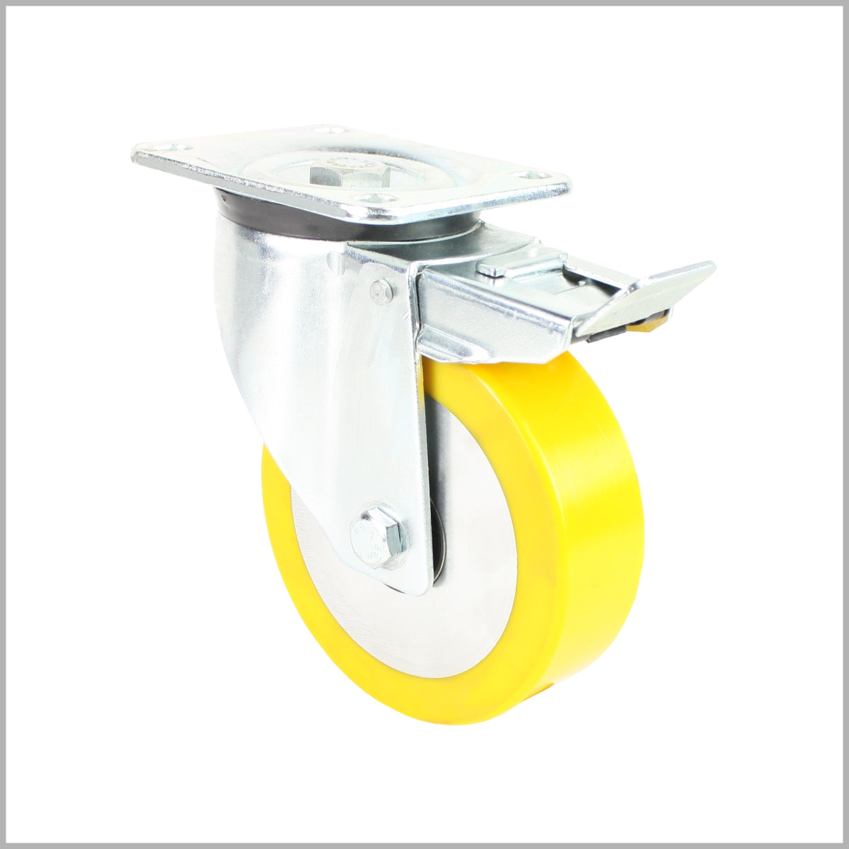 150 mm Lenkrolle mit Feststeller PU-Rad, flach, Kugellager - LTB-L/690KFL/150/50