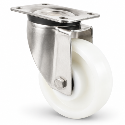 Kółko skrętne do dużych obciążeń ze stali nierdzewnej 125 mm z kołem z poliamidu, łożysko kulkowe – L-LN/200NK/125/45