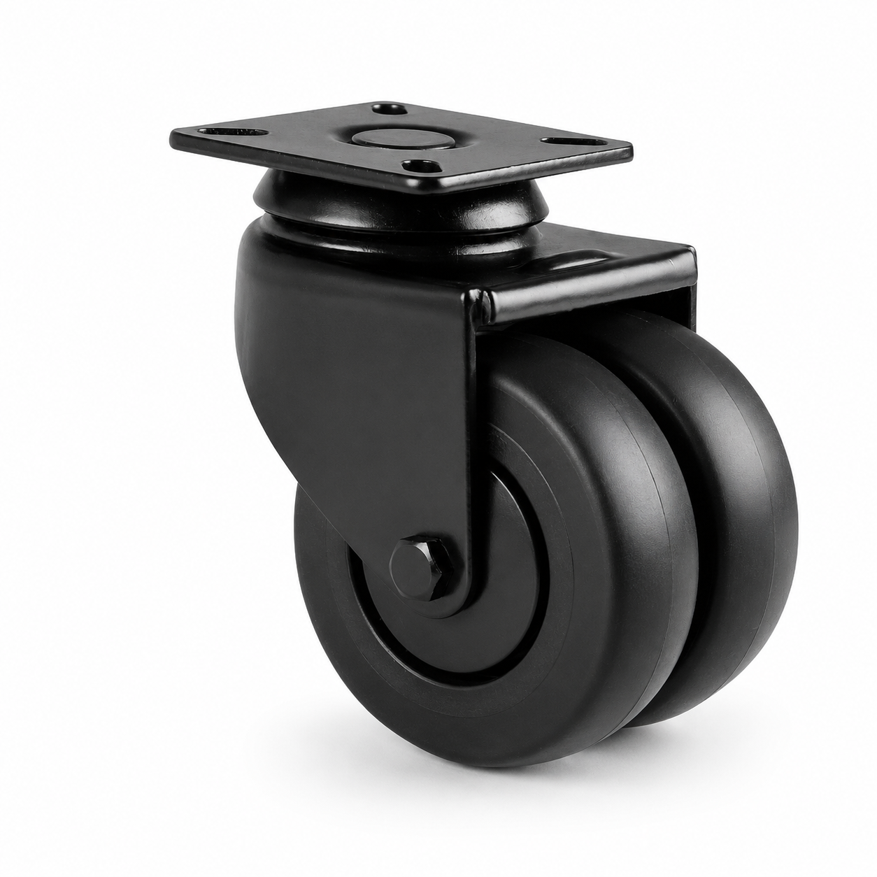 50 mm Schwarze Doppel-Lenkrolle mit Platte – stabile Rolle für Warenträger & Displays