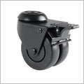 50 mm Schwarze Doppel-Lenkrolle mit Rückenloch & Bremse – für Warenträger & Displays
