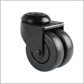75 mm - Schwarze Möbelrolle Doppel-Lenkrolle, Gummi-Räder spurlos und leise