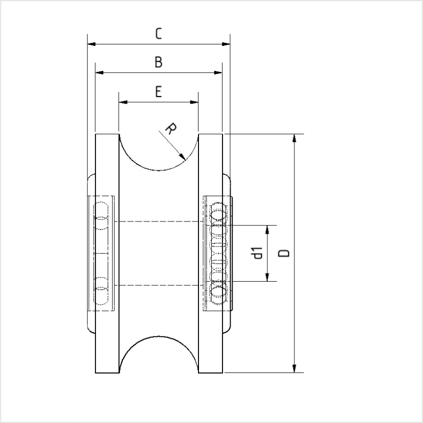 Rolka profilowa U | poliamid 6G | 100x40 mm | do 20-30 mm profili okrągłych