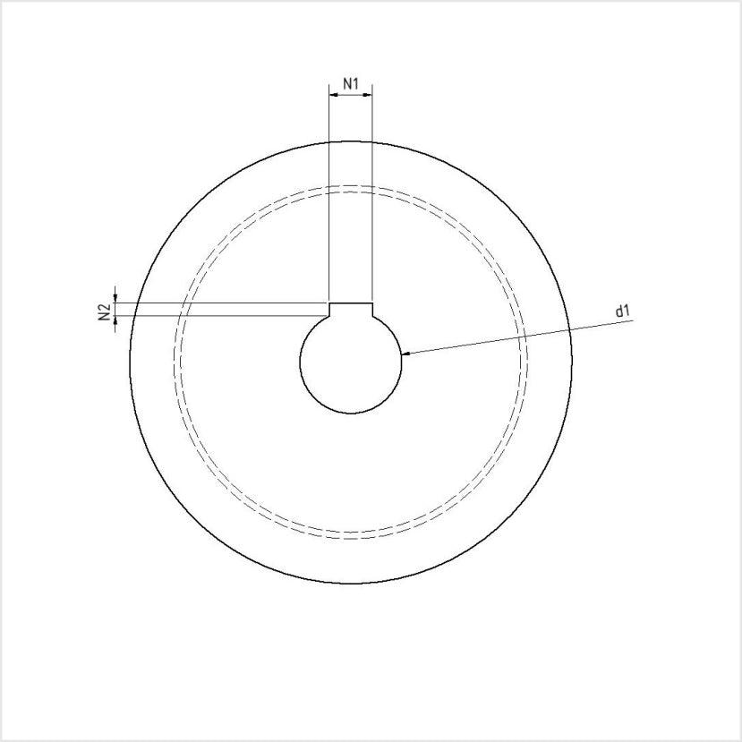 Spurkranzrad Zeichnung mit Nabenut
