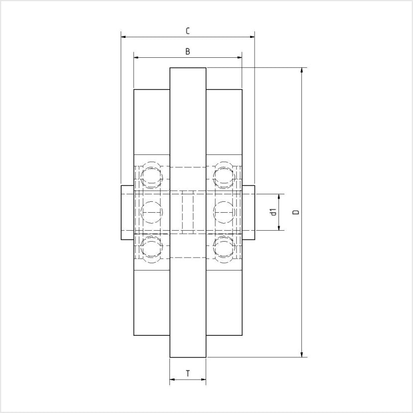Einspurrad 100×40 mm Polyamid Edelstahl-Kugellager 40-mm-Aluminiumprofil