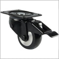 Schwarze Schwerlast-Lenkrolle 125 mm mit Feststeller und PU-Rad ballig