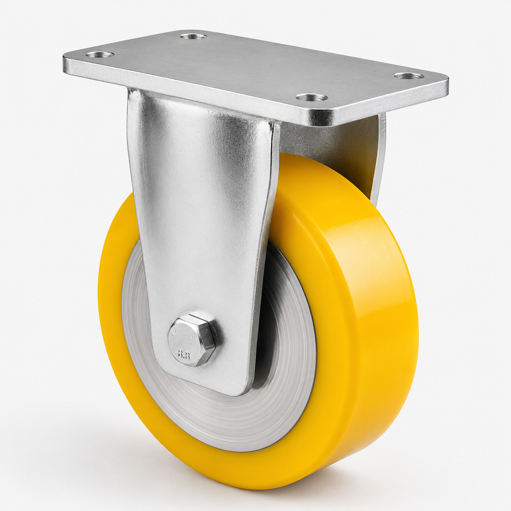 Schwerlast-Bockrolle Ø 65 mm Doppelrad – Polyurethan PU – 500 kg – B-MG/690KFL/065/30
