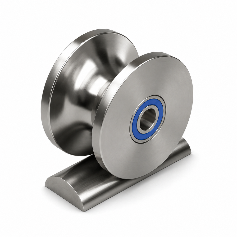 U-Profilrolle Edelstahl 1.4301 Ø250 mm für 3" / 76,2 mm Rohr