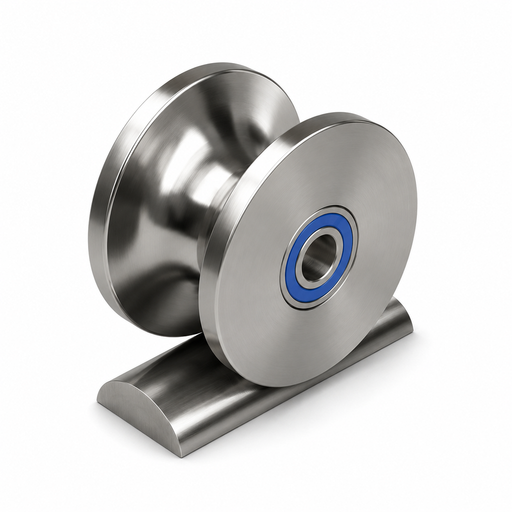 U-Profilrolle Edelstahl 1.4301 Ø250 mm für 3" / 76,2 mm Rohr