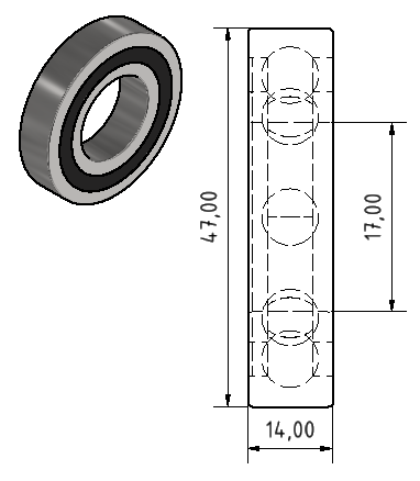 6303 2RS Maße: 17 x 47 x 14 mm Rillenkugellager