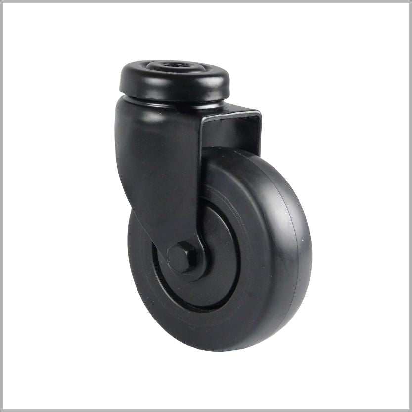 Czarne, obrotowe kółko z tylnym otworem montażowym do półek, lad, mebli i wyposażenia sklepów